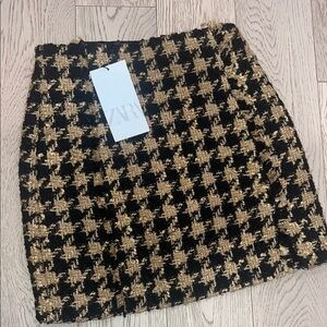 Zara Black and Tan Mini Pencil Skirt with Sequin for Cocktail
